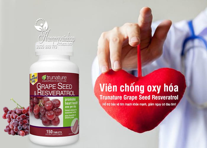 Viên chống oxy hóa Trunature Grape Seed Resveratrol 150 viên 1