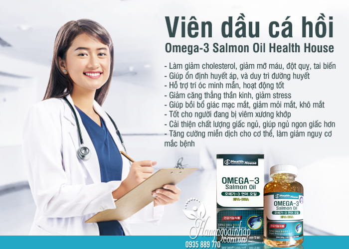 Viên dầu cá hồi Omega-3 Salmon Oil Health House Hàn Quốc  1