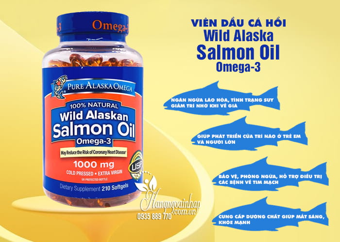 Viên dầu cá hồi Pure Alaska Omega-3 Wild Salmon Oil 1000mg của Mỹ 45