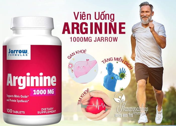 Viên uống Arginine 1000mg Jarrow 100 viên của Mỹ 4