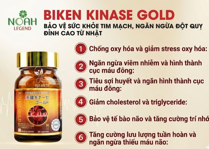 Viên uống Biken Kinase Gold phòng ngừa đột quỵ của Nhật Bản 