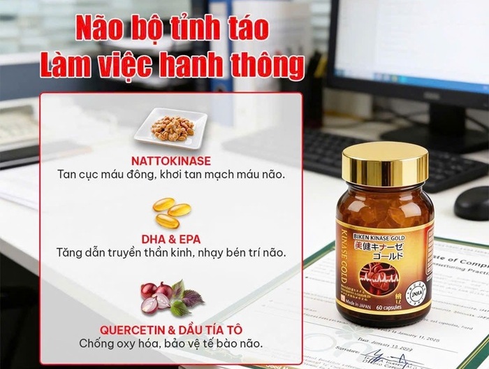 Viên uống Biken Kinase Gold phòng ngừa đột quỵ 2
