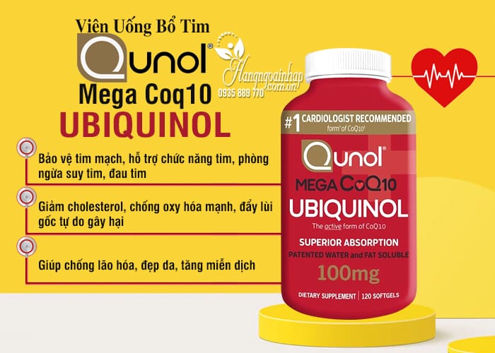 Viên uống bổ tim Qunol Mega Coq10 Ubiquinol 100mg 120 viên 2