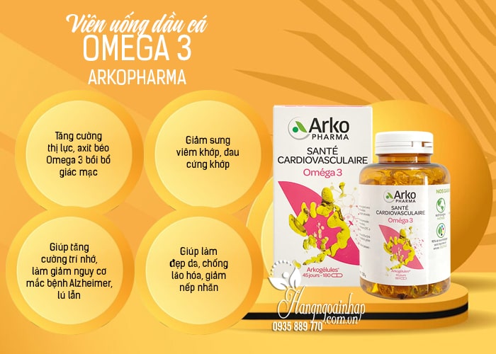 Viên uống dầu cá Omega 3 Arkopharma 180 viên chính hãng Pháp 56