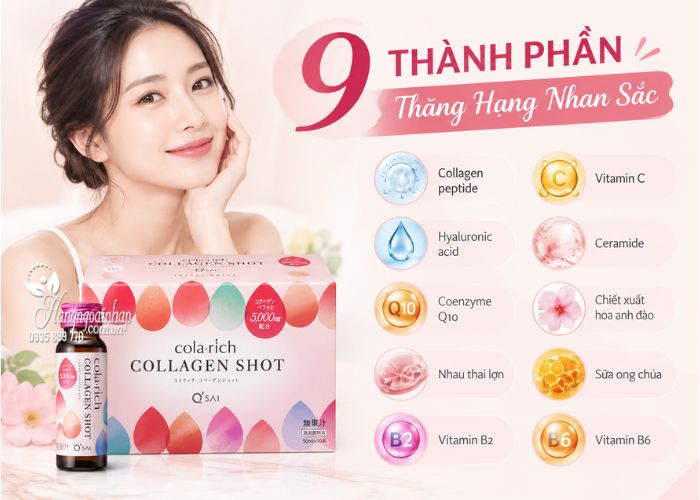 Nước uống Cola-Rich Collagen Shot QSai Nhật Bản thành phần