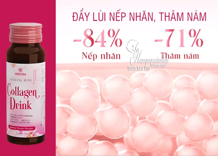 Nước uống Collagen Drink Hebora Damask Rose của Nhật Bản 9