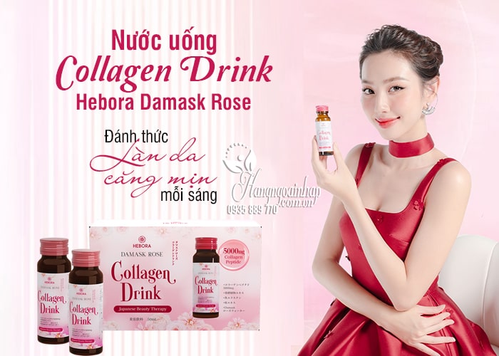 Nước uống Collagen Drink Hebora Damask Rose của Nhật Bản 1