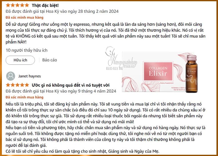 Nước uống Collagen Elixir Isagenix của Mỹ hộp 10 chai x 50ml 84