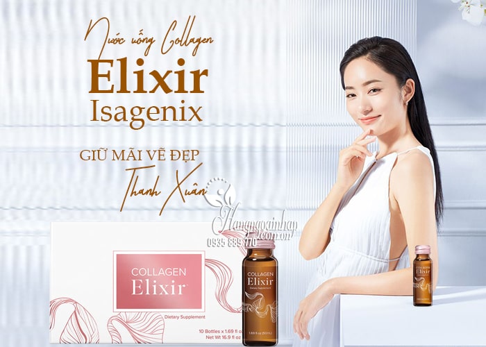 Nước uống Collagen Elixir Isagenix của Mỹ hộp 10 chai x 50ml 12
