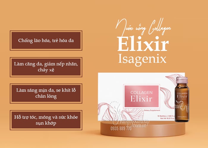 Nước uống Collagen Elixir Isagenix của Mỹ hộp 10 chai x 50ml 67