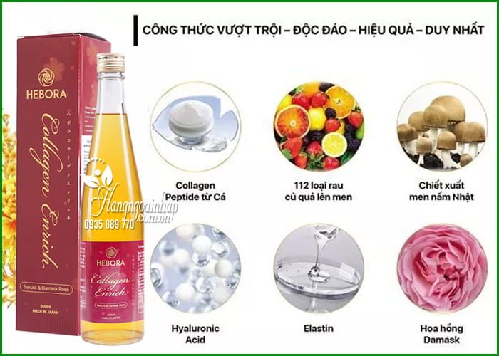 Nước uống Collagen Enrich Hebora 500ml Nhật, chống lão hóa 3