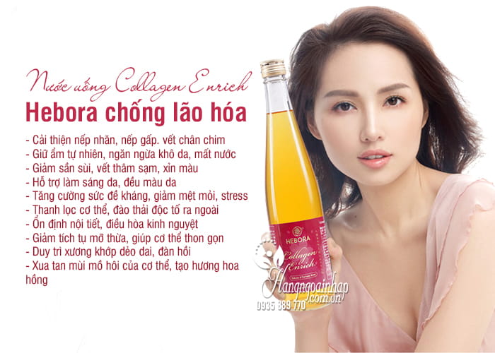 Nước uống Collagen Enrich Hebora 500ml Nhật, chống lão hóa 2