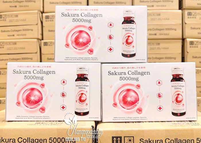 Nước uống trắng da Sakura Collagen 5000mg Nhật Bản 10 chai 00