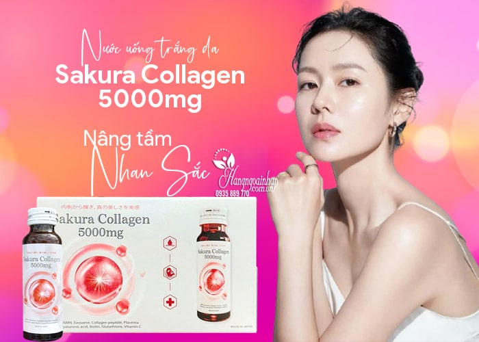 Nước uống trắng da Sakura Collagen 5000mg Nhật Bản 10 chai 12