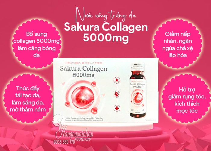 Nước uống trắng da Sakura Collagen 5000mg Nhật Bản 10 chai 66