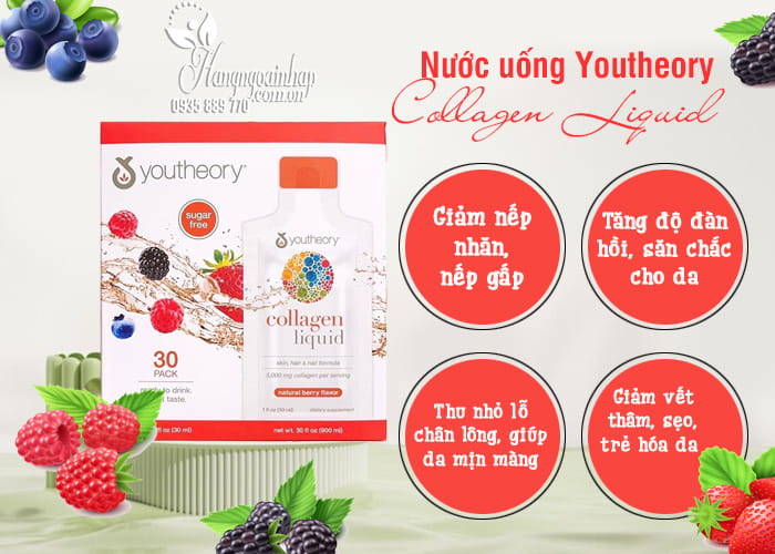 Nước uống Youtheory Collagen Liquid 30 gói x 30ml của Mỹ 4