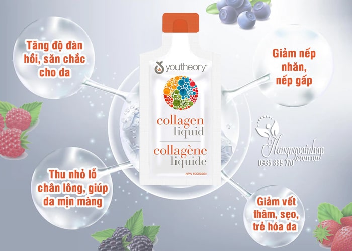 Nước uống Youtheory Collagen Liquid 24 gói x 30ml của Mỹ 1