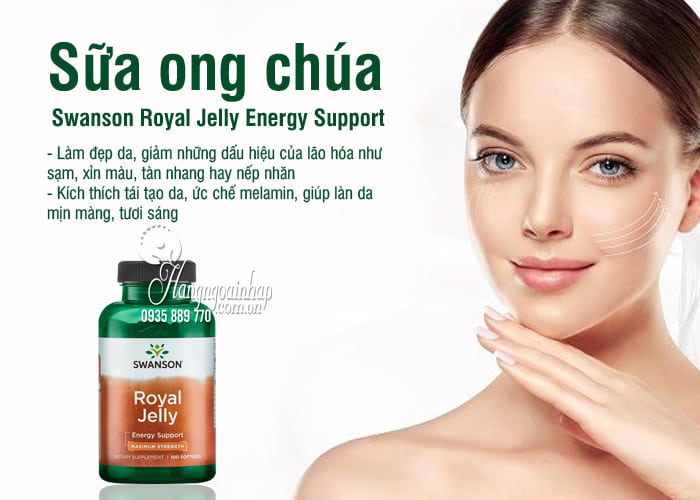 Sữa ong chúa Swanson Royal Jelly Energy Support của Mỹ 9