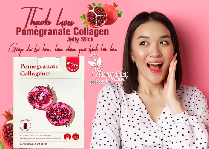 Thạch lựu Pomegranate Collagen Jelly Stick 30 x 20g của Mỹ 6