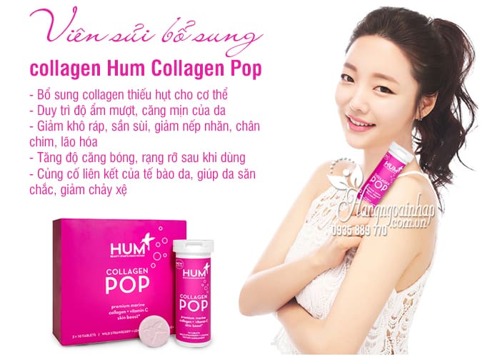 Viên sủi bổ sung collagen Hum Collagen Pop 30 viên của Mỹ 1