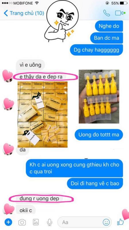 Một số review nghệ nano curcumin gold hàn quốc của khách hàng trên facebook