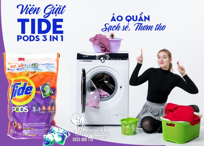 Viên giặt Tide Pods 3 in 1 gói 39 viên của Mỹ mẫu mới 1