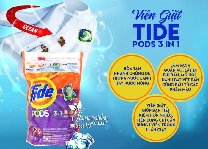 Viên giặt Tide Pods 3 in 1 gói 39 viên của Mỹ mẫu mới 4