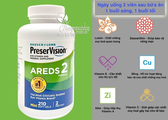 Viên uống bổ mắt PreserVision Areds 2 Formula 210 viên Mỹ 99