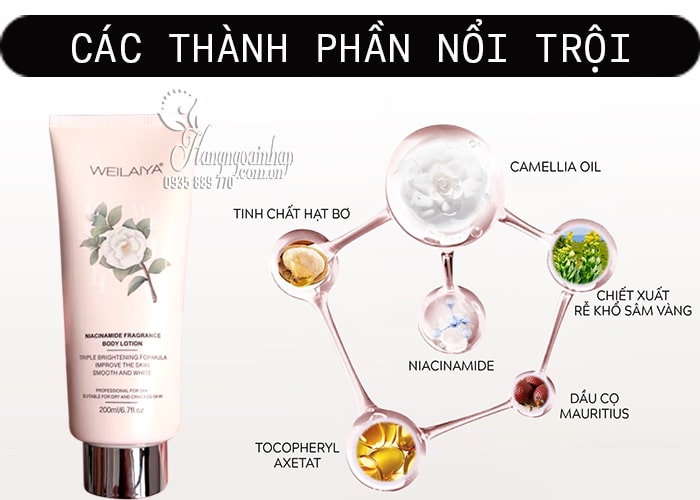 Dưỡng thể hoa trà Weilaiya Niacinamide Body Lotion 200ml 4