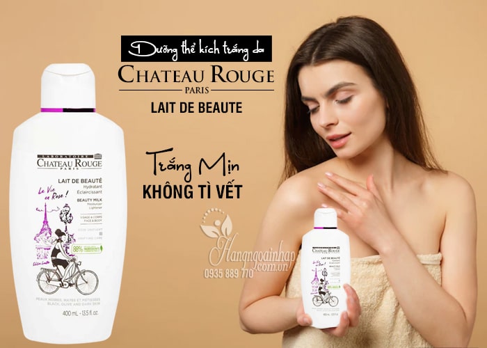 Dưỡng thể kích trắng da Chateau Rouge Paris Lait De Beaute mẫu mới 2
