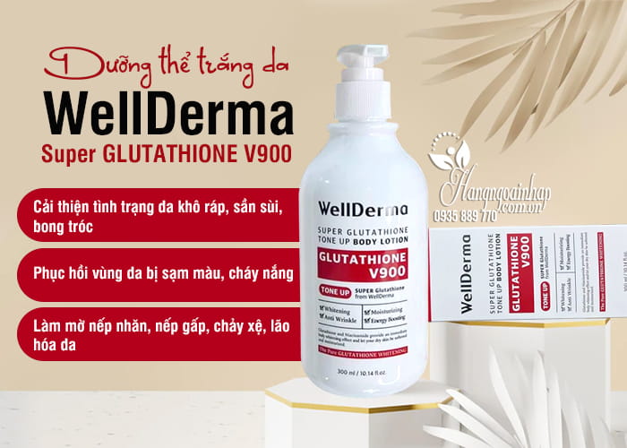 Dưỡng thể trắng da Wellderma Super Glutathione V900 300ml 0