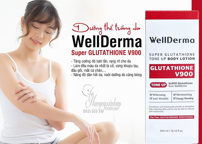 Dưỡng thể trắng da Wellderma Super Glutathione V900 300ml 8