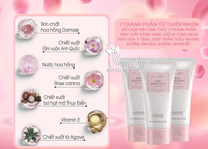 Kem dưỡng da tay Weilaiya Rose Moonlight Hand Cream 75ml  4