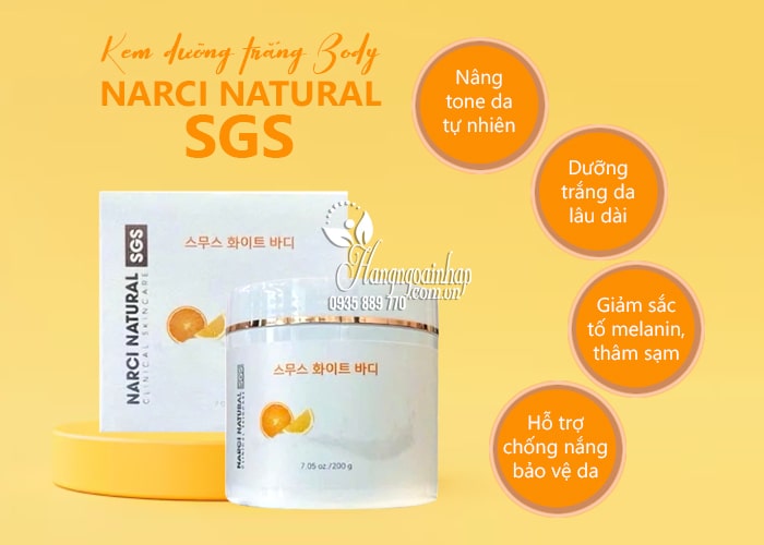 Kem dưỡng trắng body Narci Natural SGS 200g của Hàn Quốc 7