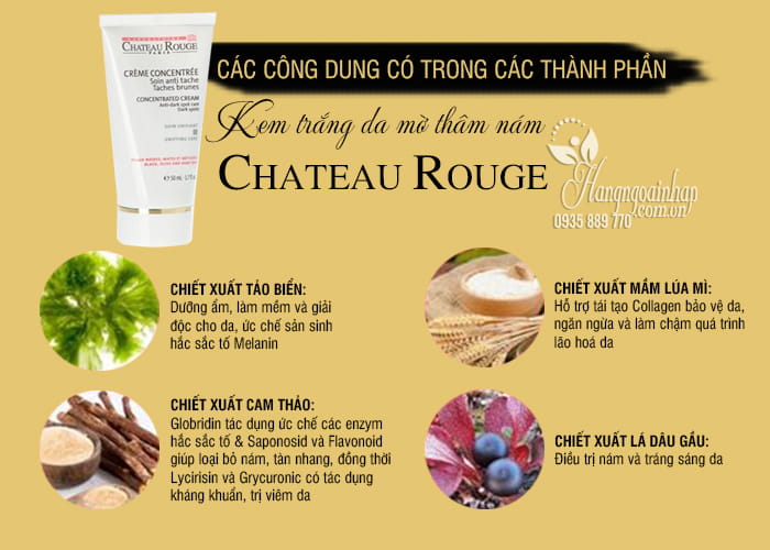 Kem dưỡng trắng da mờ thâm nám Chateau Rouge của Pháp 9