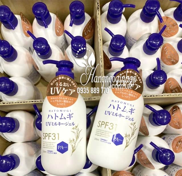 Sữa dưỡng thể chống nắng Hatomugi UV Milky Gel Nhật  250ml 9