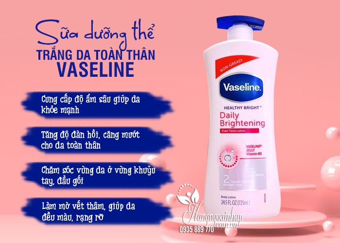 Sữa dưỡng thể trắng da toàn thân Vaseline 725 ml của Mỹ 56