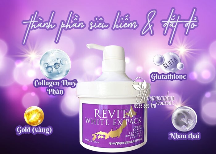 Ủ kích trắng da body Revita White EX Pack 500g Nhật Bản 12