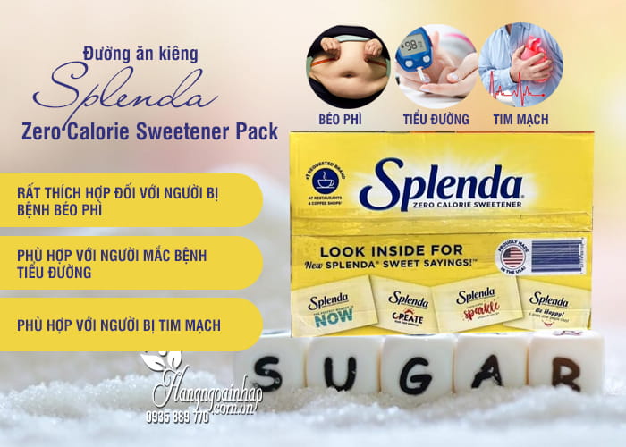 Đường ăn kiêng Splenda Zero Calorie Sweetener Pack 1.2kg của Mỹ 11