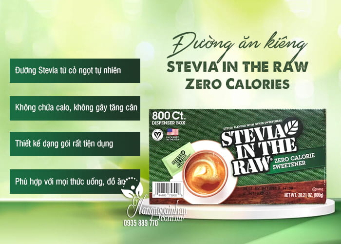Đường ăn kiêng Stevia In The Raw Zero Calories 800 gói 6