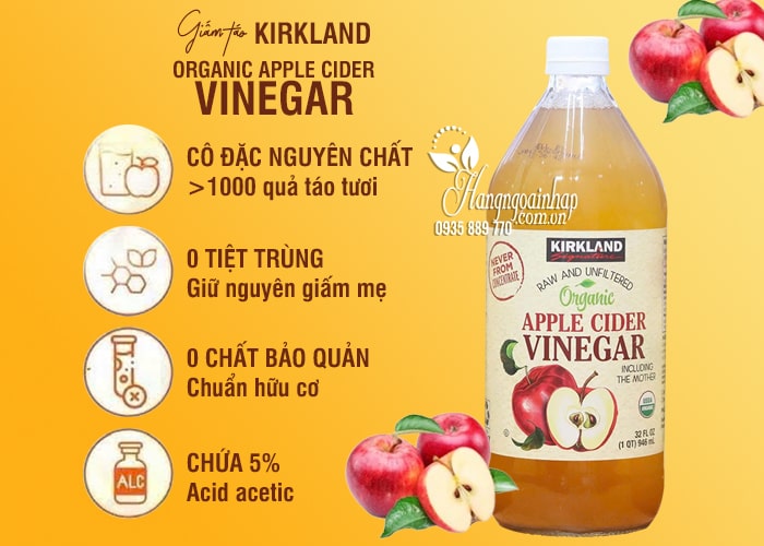 Giấm táo Kirkland Organic Apple Cider Vinegar 946ml của Mỹ 31