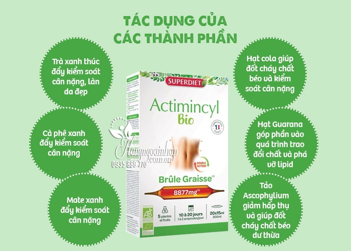Nước uống Superdiet Actimincyl Bio của Pháp giảm cân đốt mỡ 56