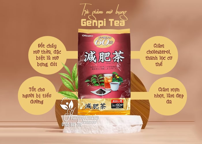 Trà giảm mỡ bụng Genpi Tea Orihiro Nhật Bản - 60 gói x 3g 56