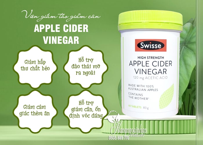 Viên giấm táo giảm cân Apple Cider Vinegar 120mg Swisse  56