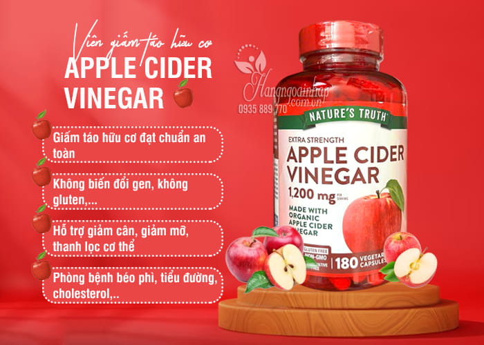 Viên giấm táo hữu cơ Apple Cider Vinegar 1200mg 180 viên 45