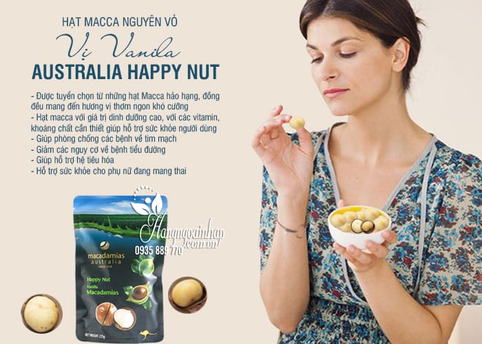 Hạt Macca nguyên vỏ Australia Happy Nut vị Vanila mang đến hương vị khó quên cho bạn1