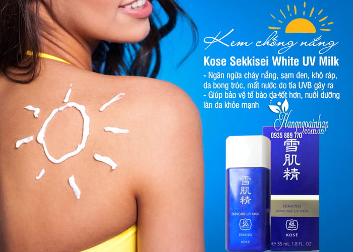 Kem chống nắng Kose Sekkisei White UV Milk 56ml của Nhật 2