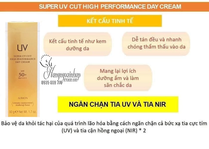 Kem chống nắng Albion Super UV Cut High Performance Day Cream  9