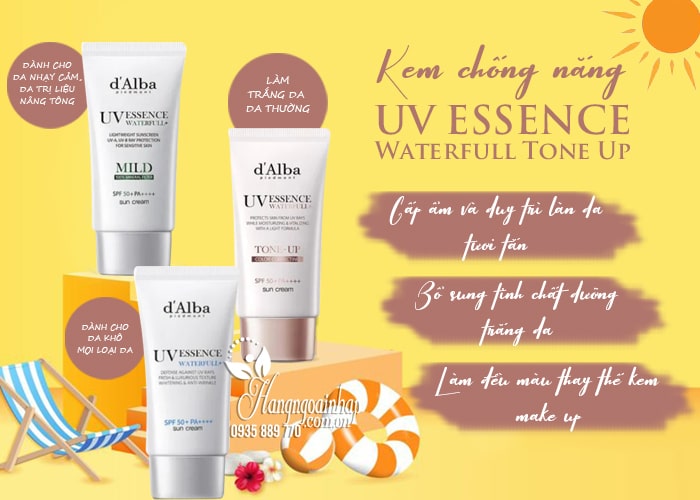 Kem chống nắng D’Alba UV Essence Waterfull Tone Up 34