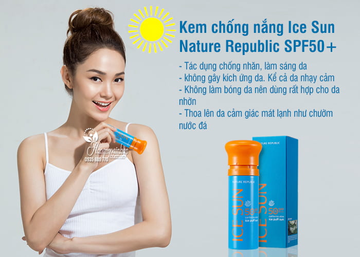 Kem chống nắng Ice Sun Nature Republic SPF50+ 100ml của Hàn Quốc 2